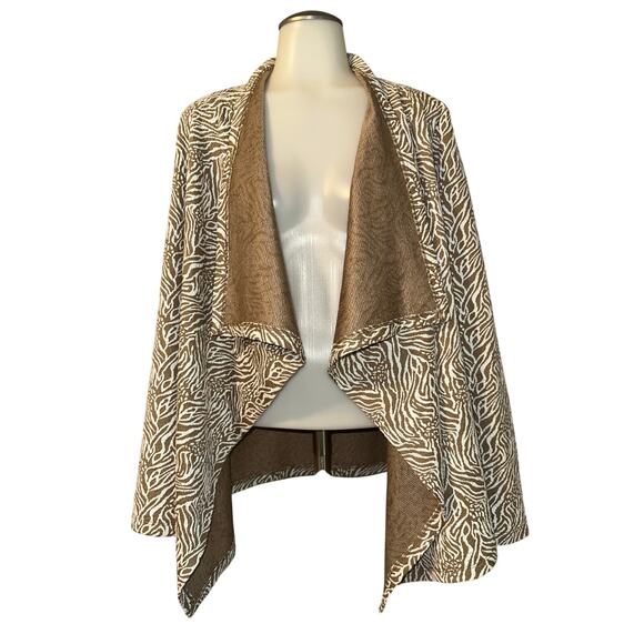 KUT From The Kloth Women's Open Front Long Sleeve Cardigan BrownWhite Size L - Picture 1 of 5